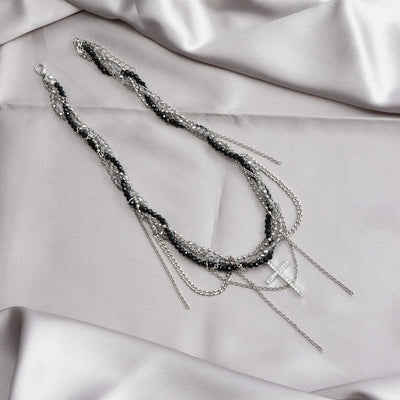 New Y2K Cross Pendant Beaded Necklace Women Boho Crystal Class Tassels Clavicle Chain Cool Choker Exquisite Fashion Jewelry