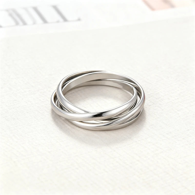 Stylish Interlocking Rings for Women Elegant Stackable Three-layers Fingers Jewelry Cool Stuff 2026 New Year Gift for Girlfriend