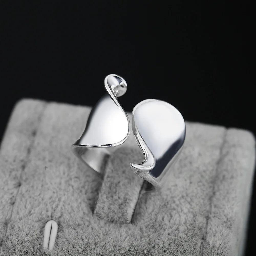 925 Sterling Silver Rings for Women Minimalist Elegant Couple Bands Simple Big Statement Ring Party Wedding Jewelry Gift Set