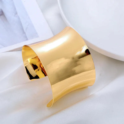 New Geometric Metal Wide Cuff Open Bangle Jewelry Accessories Fashion Personalized Design Metal Glossy Bracelets for Women