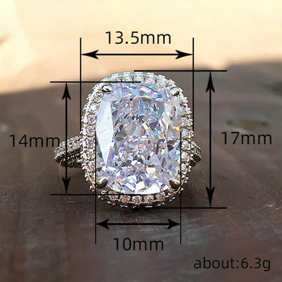 Fashion Female Rings 925 Sterling Silver Shining Big Square 4 Claw Inlaid Zircon Rings for Women  Banquet Wedding Jewelry Gift