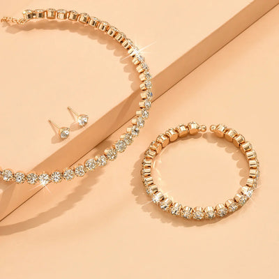 4 pieces of women's fashionable and minimalist necklaces with earrings, bracelets, jewelry sets, banquet and party accessories