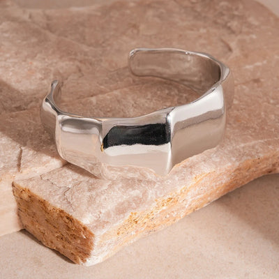 Exaggerated Geometric Wide Cuff Bangles for Women Men Punk Hip Hop Chunky Gold Silver Color Statement Bracelet Jewelry Gift
