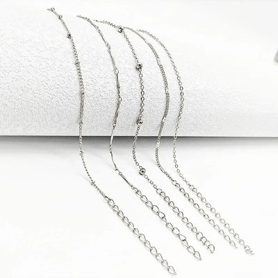 Shiny Anklets With Layers Leaves And Beaded Cuban Chains. A Set Of Summer Beach Anklets For Women Girls  Ankle Jewelry,
