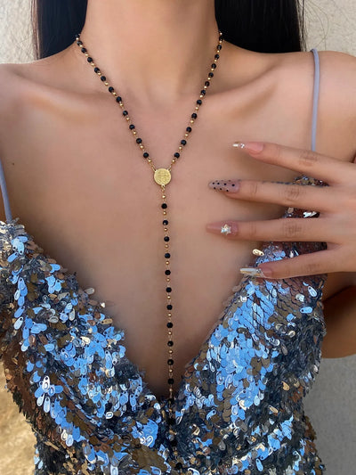 Bohemian Long Y-Shaped Necklaces for Women Y2K Metal Clavicle Chain Gold Color Choker Holiday Party Jewelry Necklace Gift Collar