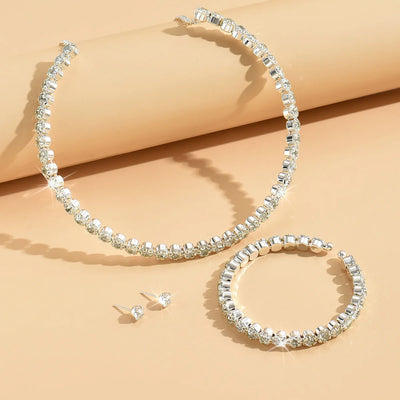 4 pieces of women's fashionable and minimalist necklaces with earrings, bracelets, jewelry sets, banquet and party accessories
