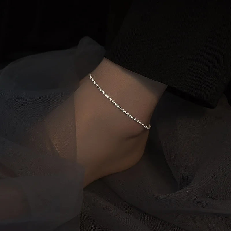 Sparkling Anklet 2022 Summer Temperament Light Luxury Niche Design Sparkle Starry Beach Anklet Bracelet Necklace Jewelry Gift