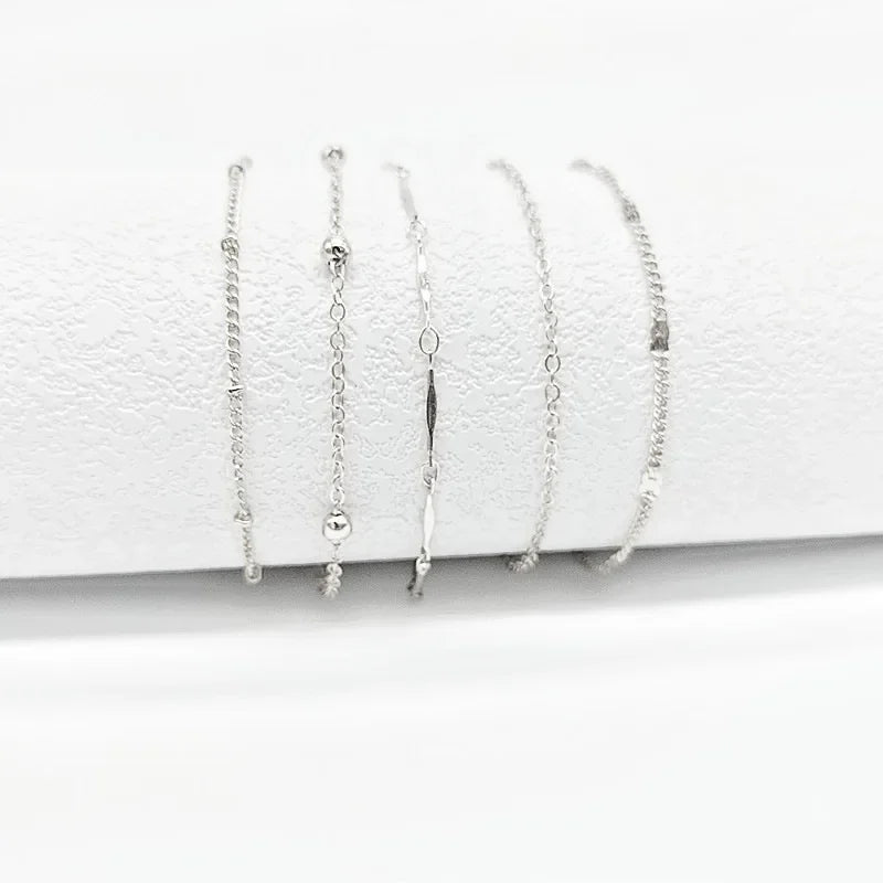 Shiny Anklets With Layers Leaves And Beaded Cuban Chains. A Set Of Summer Beach Anklets For Women Girls  Ankle Jewelry,