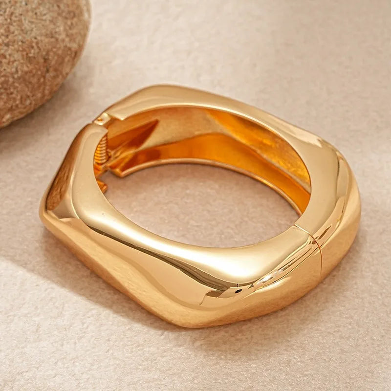 Hip Hop Thick Water Drop Wide Open Bangles Punk Golden Cross Geometric Acrylic Cuff Bracelets Striped Chunky Jewelry F