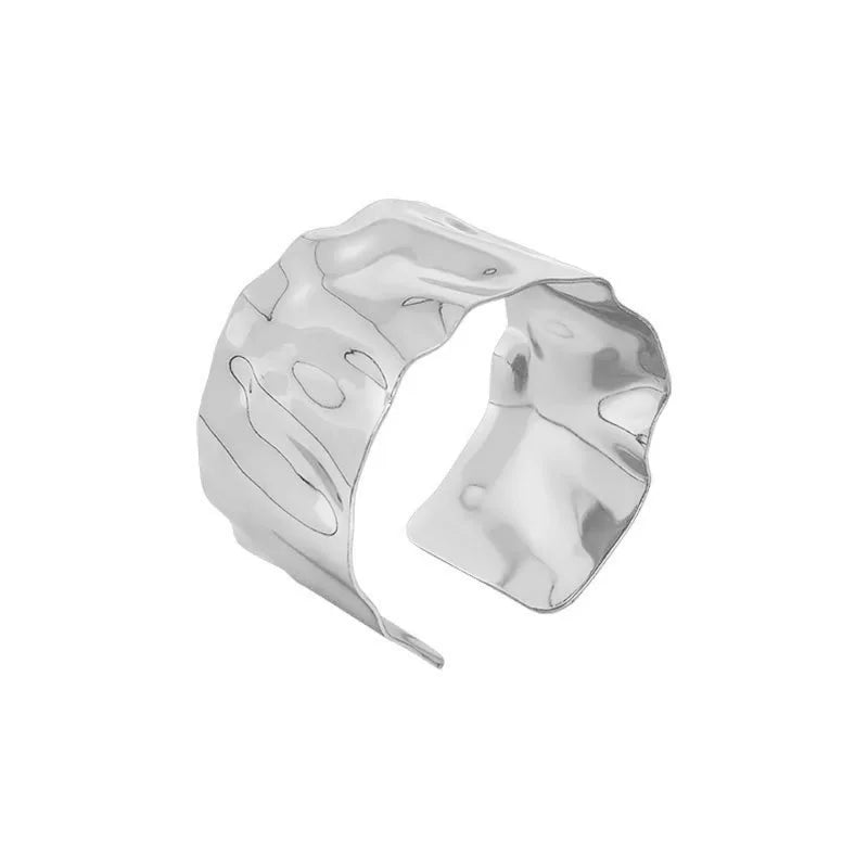 New Geometric Metal Wide Cuff Open Bangle Jewelry Accessories Fashion Personalized Design Metal Glossy Bracelets for Women