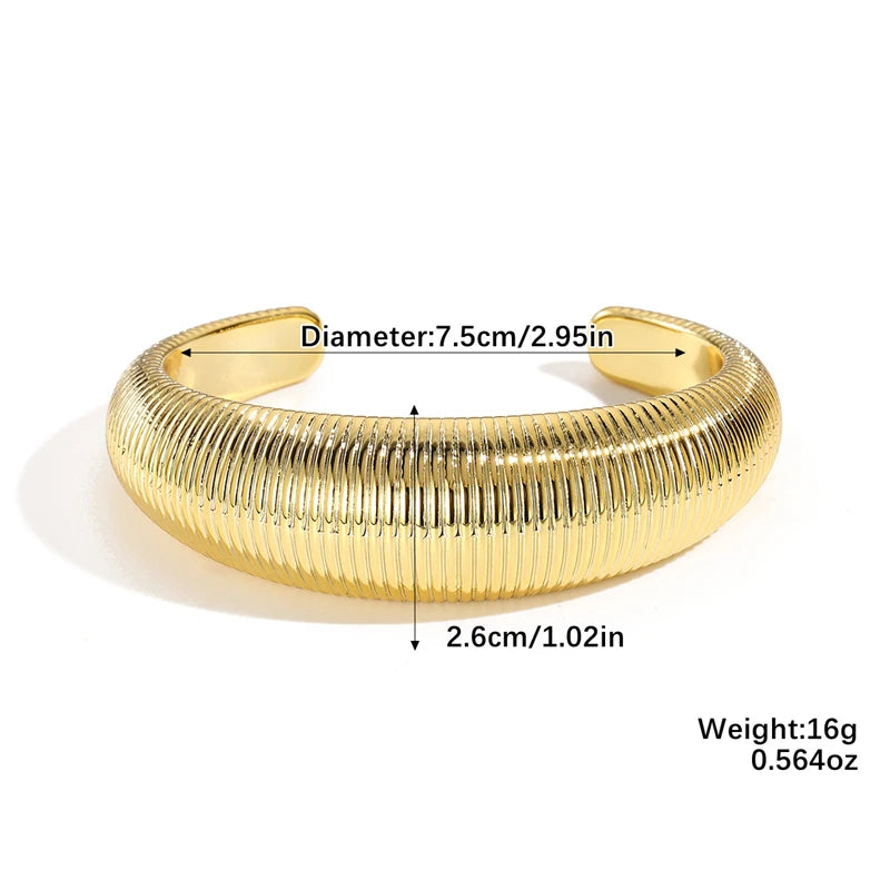 Exaggerated Geometric Wide Cuff Bangles for Women Men Punk Hip Hop Chunky Gold Silver Color Statement Bracelet Jewelry Gift