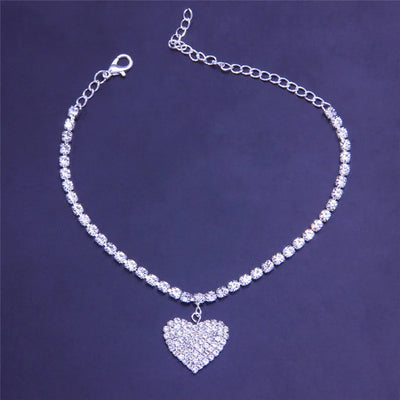 Huitan Rhinestone Chain Women's Anklets Silver Color/Gold Color Luxury Bracelet on Leg Accessories Wedding Party Fashion Jewelry
