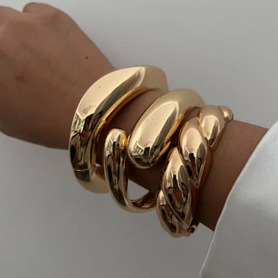 Hip Hop Thick Water Drop Wide Open Bangles Punk Golden Cross Geometric Acrylic Cuff Bracelets Striped Chunky Jewelry F