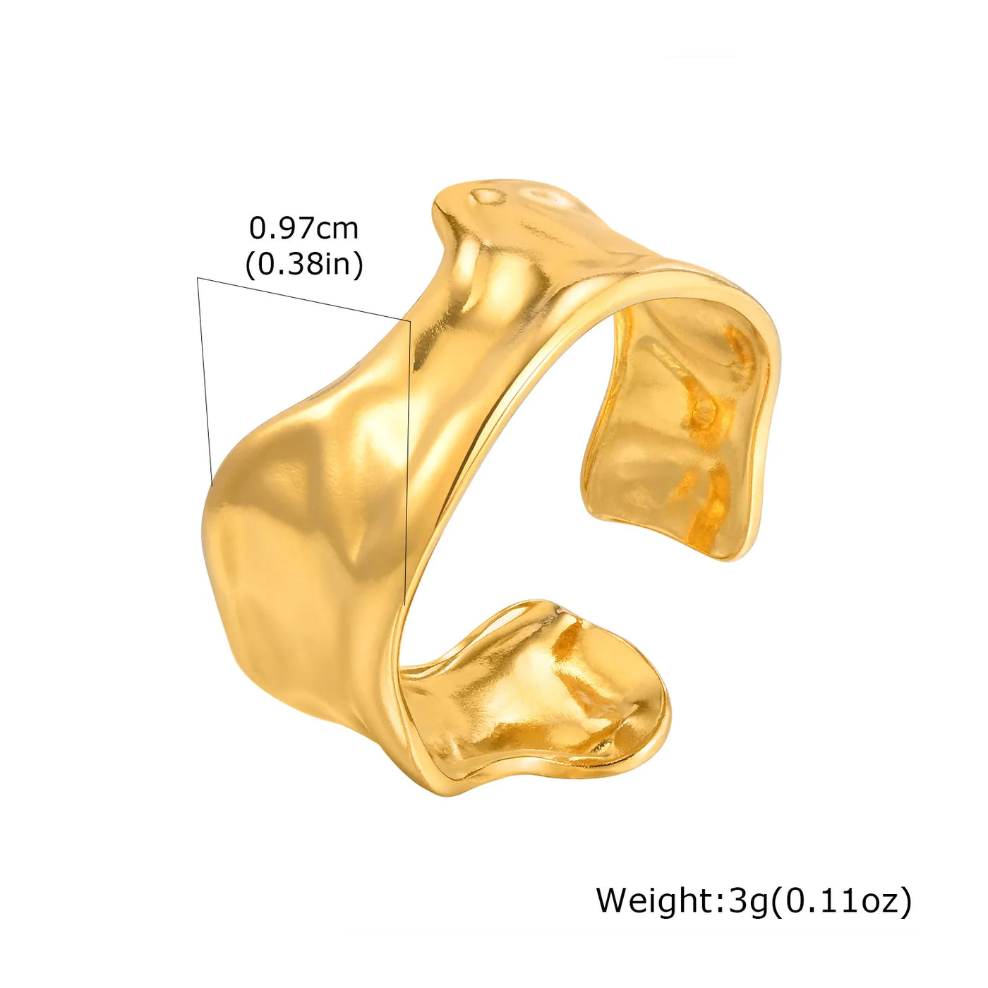 Women's Ring, 18k Gold Plated Stylish Open Ring Adjustable, stainless Steel Anti Allergenic Waterproof Jewelry