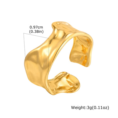 Women's Ring, 18k Gold Plated Stylish Open Ring Adjustable, stainless Steel Anti Allergenic Waterproof Jewelry
