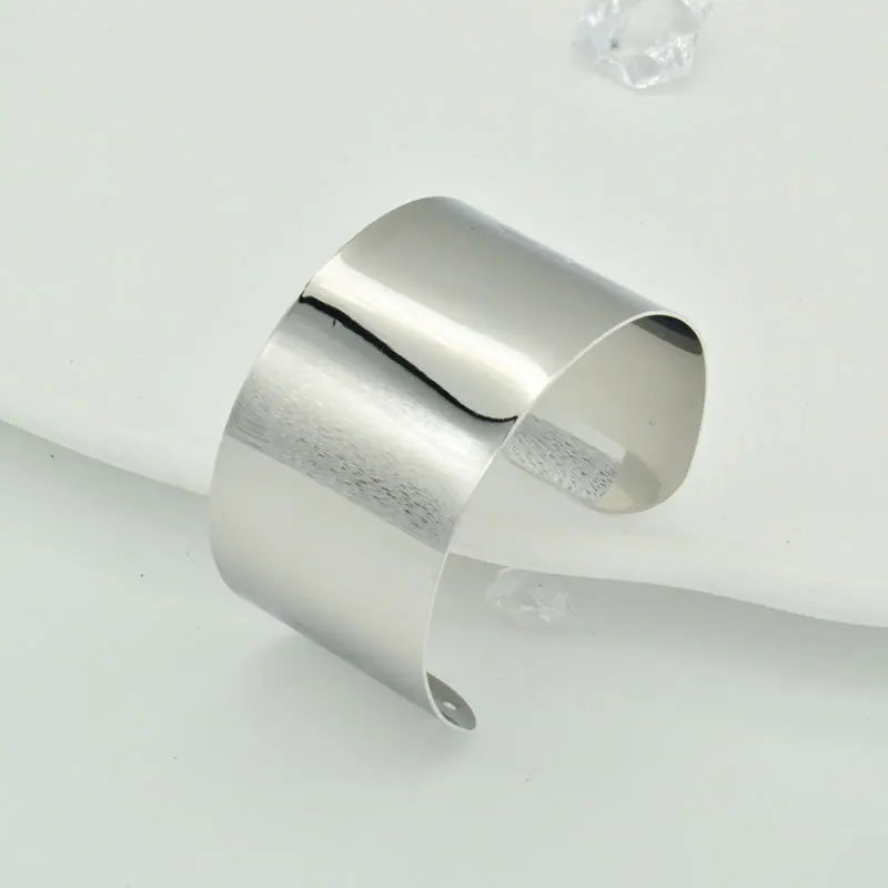 New Geometric Metal Wide Cuff Open Bangle Jewelry Accessories Fashion Personalized Design Metal Glossy Bracelets for Women