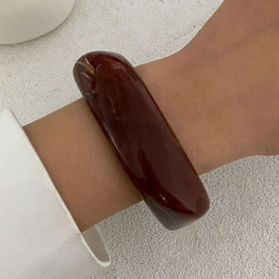 IngeSight.Z Vintage Irregular Resin Wide Bangle Bracelets Women Punk Geometric Wide Metal Bracelet Fashion Chunky Party Jewelry