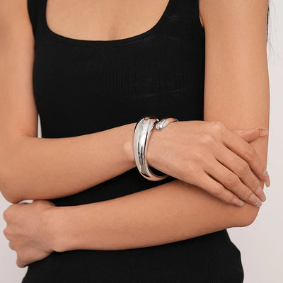 Exaggerated Geometric Wide Cuff Bangles for Women Men Punk Hip Hop Chunky Gold Silver Color Statement Bracelet Jewelry Gift