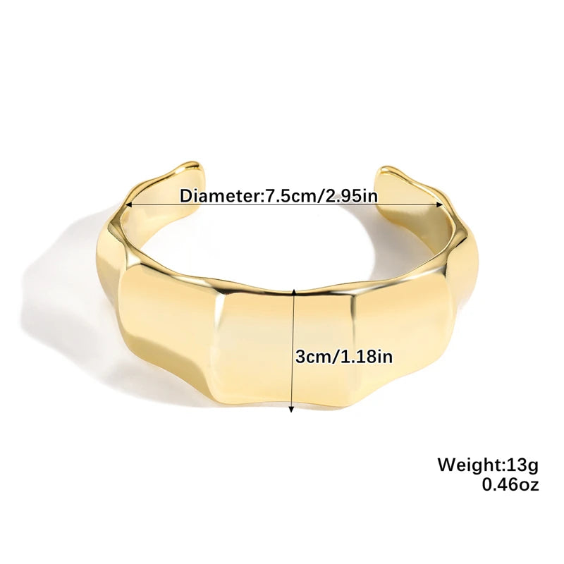 Exaggerated Geometric Wide Cuff Bangles for Women Men Punk Hip Hop Chunky Gold Silver Color Statement Bracelet Jewelry Gift