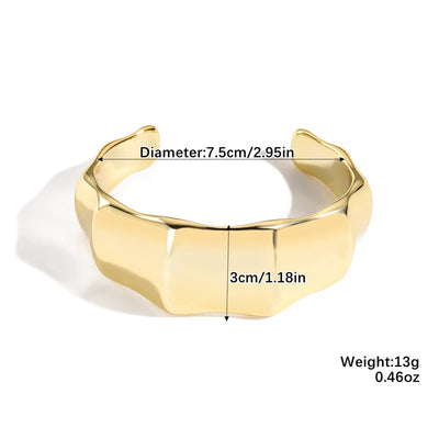 Exaggerated Geometric Wide Cuff Bangles for Women Men Punk Hip Hop Chunky Gold Silver Color Statement Bracelet Jewelry Gift