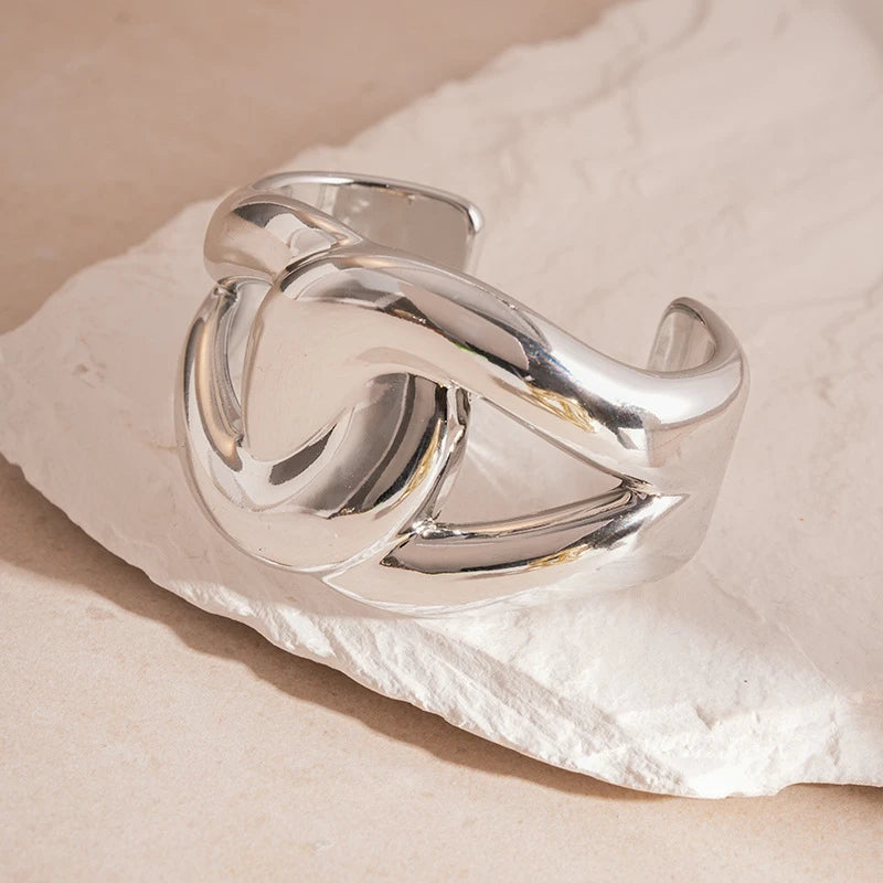 Exaggerated Geometric Wide Cuff Bangles for Women Men Punk Hip Hop Chunky Gold Silver Color Statement Bracelet Jewelry Gift