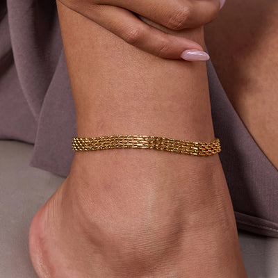 Zora Exquisite Classic 18k Gold Plated Rust Proof Hollow Out Design Anklet Trendy Summer Anti Allergic Women's Daily Jewelry