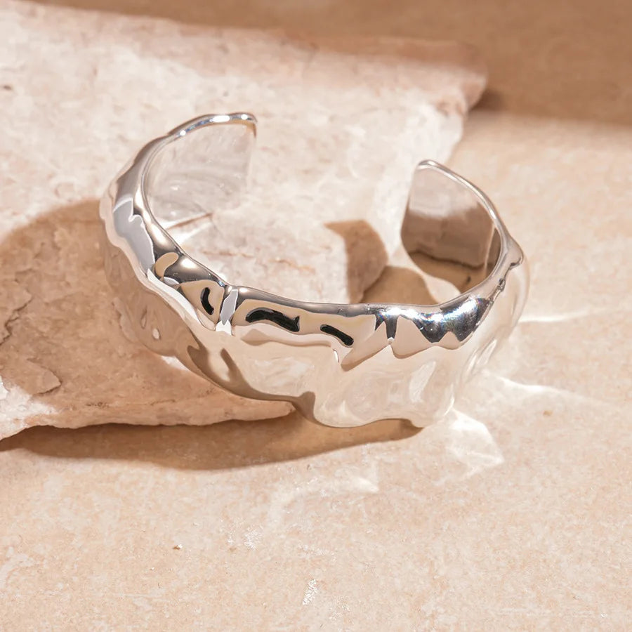 Hip Hop Thick Water Drop Wide Open Bangles Punk Golden Cross Geometric Acrylic Cuff Bracelets Striped Chunky Jewelry F