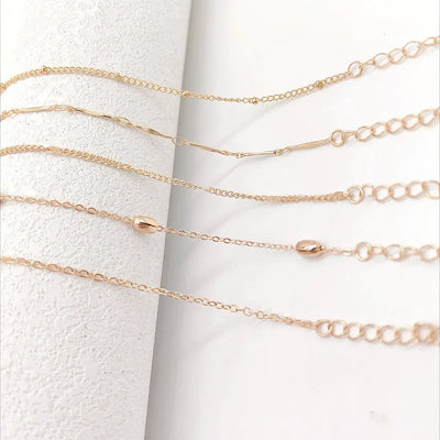 Shiny Anklets With Layers Leaves And Beaded Cuban Chains. A Set Of Summer Beach Anklets For Women Girls  Ankle Jewelry,