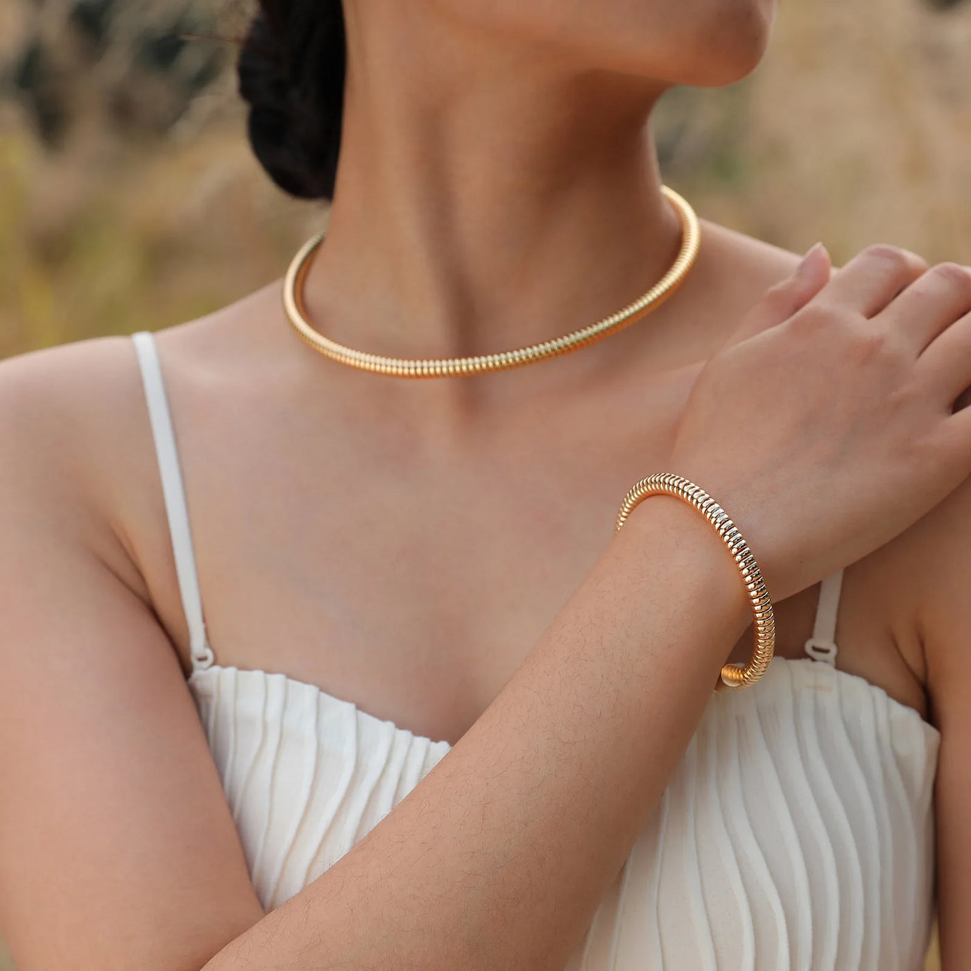Necklace For Women Adjustable Open Choker Snake Collar Stretch Statement Jewelry Mom Girlfriend Valentine's Day Gift