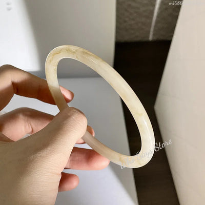 Vintage Punk Beige Khaki Thick Resin Acrylic Smudging Bangles Geometric Irregular Bangle Bracelets For Women Men Jewelry