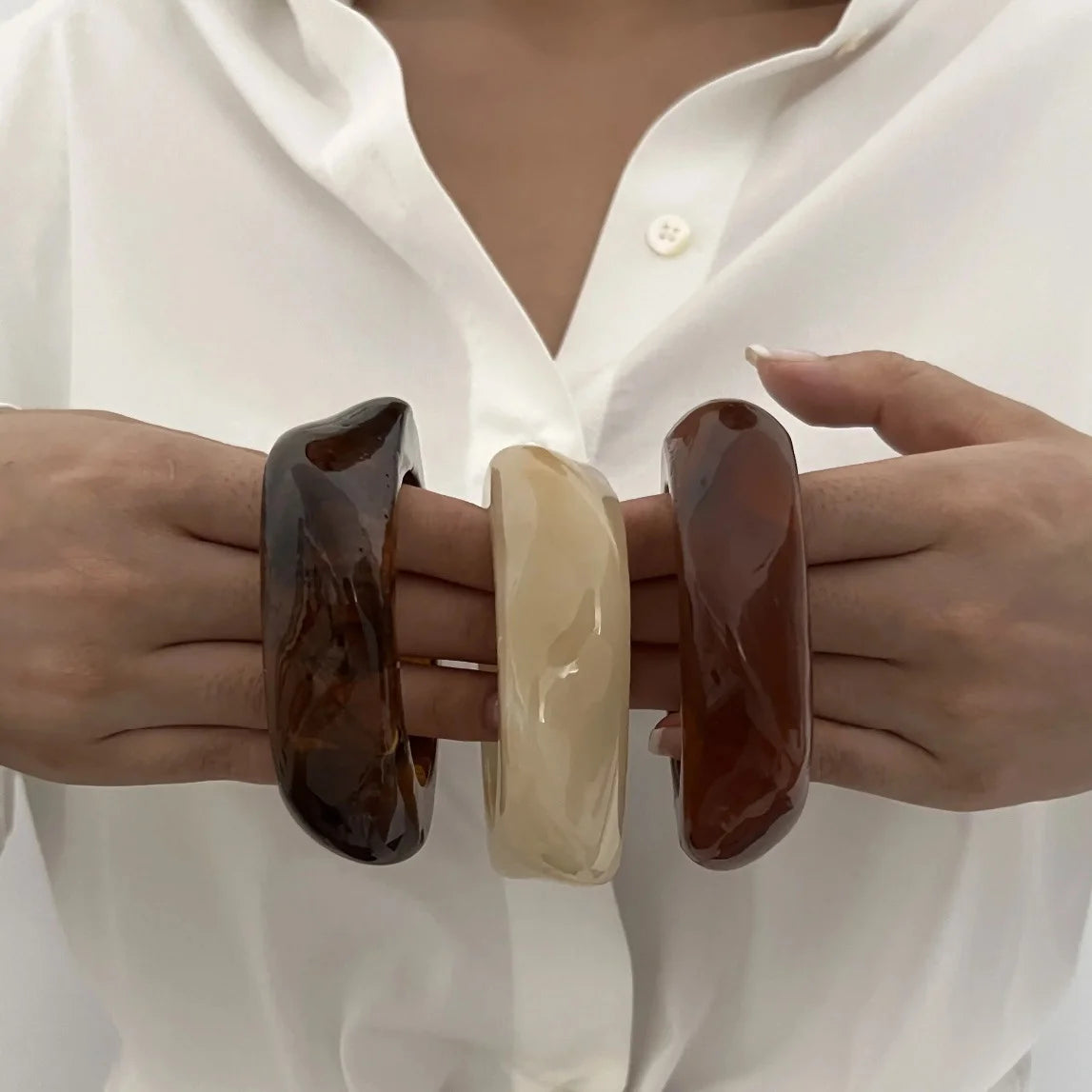 Vintage Acrylic Big Geometric irregular Bangles for Women Trendy Resin Wide Cuff Bangles Bracelets 2025 Fashion Jewelry