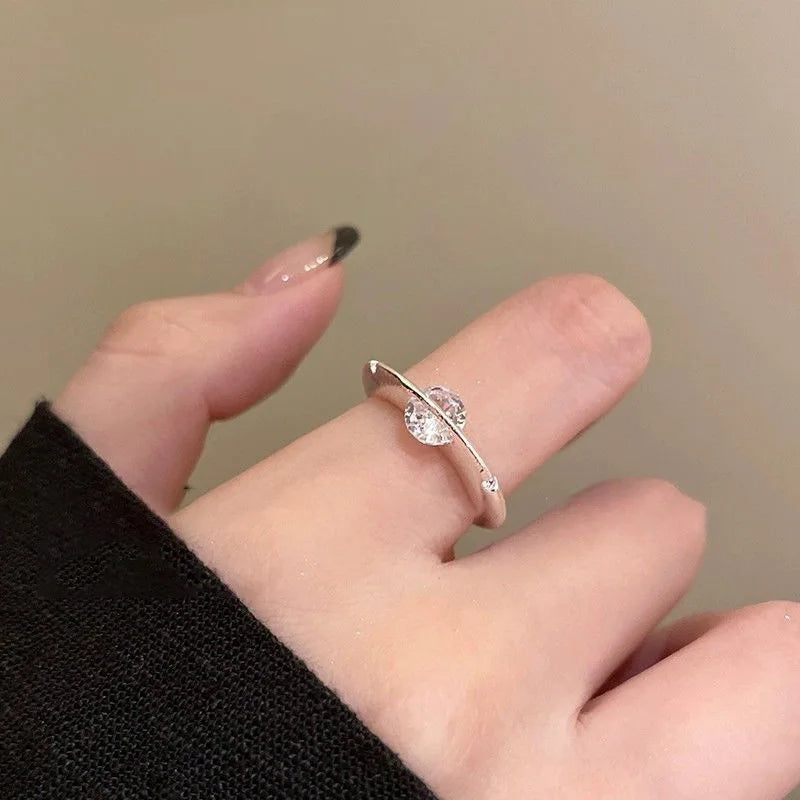 Simple Zircon Rings for Women 2025 New Luxury Design Creative Temperament Jewelry Ring Bijoux Кольцо Женское