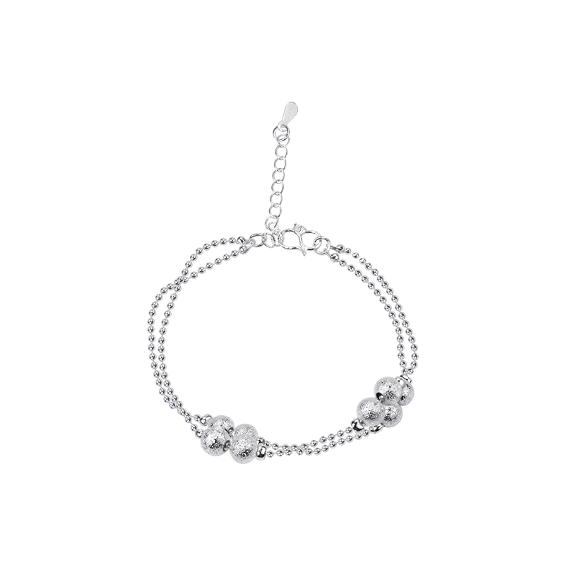 Simple Anklet Silver Color Double Layers Ball Pendant Anklet Summer Beach Bracelets Frosted Beads Anklets Bracelet Women Jewelry