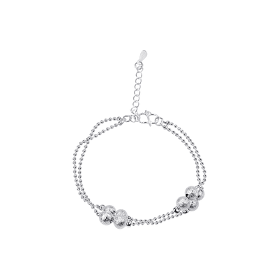 Simple Anklet Silver Color Double Layers Ball Pendant Anklet Summer Beach Bracelets Frosted Beads Anklets Bracelet Women Jewelry