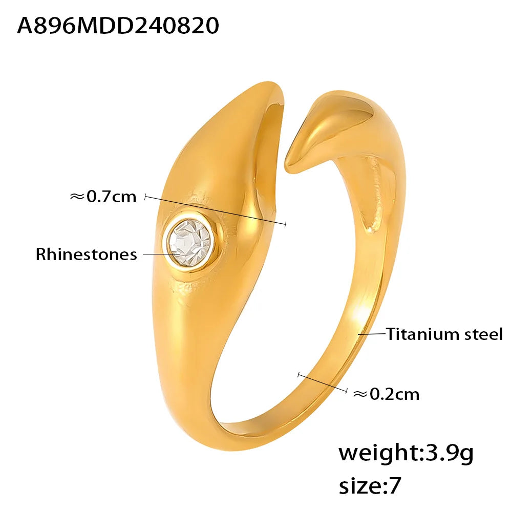 Trendy Chic Rings For Women Gold Plated Waterproof Ring with White Rhinestones Chic Shiny Luxury Jewelry Wholesale