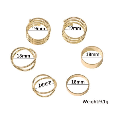 5pcs/set Rings for Women Simple Three Pearl Wavy Metal Twist Combination Joint Ring Trendy Personality Golden Party Jewelry Gift