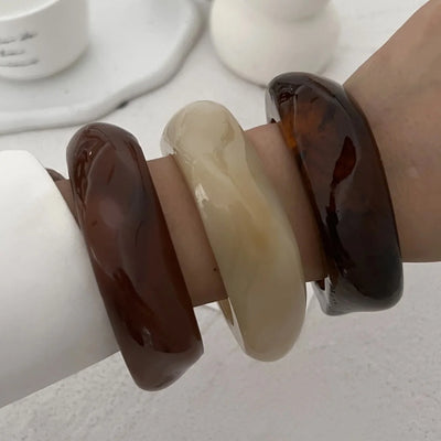 Vintage Acrylic Big Geometric irregular Bangles for Women Trendy Resin Wide Cuff Bangles Bracelets 2025 Fashion Jewelry