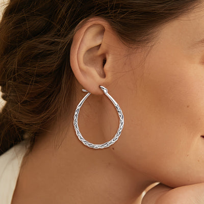 S925 Sterling Silver Hoop Earrings Trendy Classic Ladies Oval Hoop Earrings Vintage Elegant Party Banquet Festival Earrings Jewelry