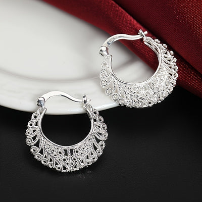 Bohemian Ethnic Style Filigree Hollow Hoop Earrings for Women Fashion Earrings Jewelry