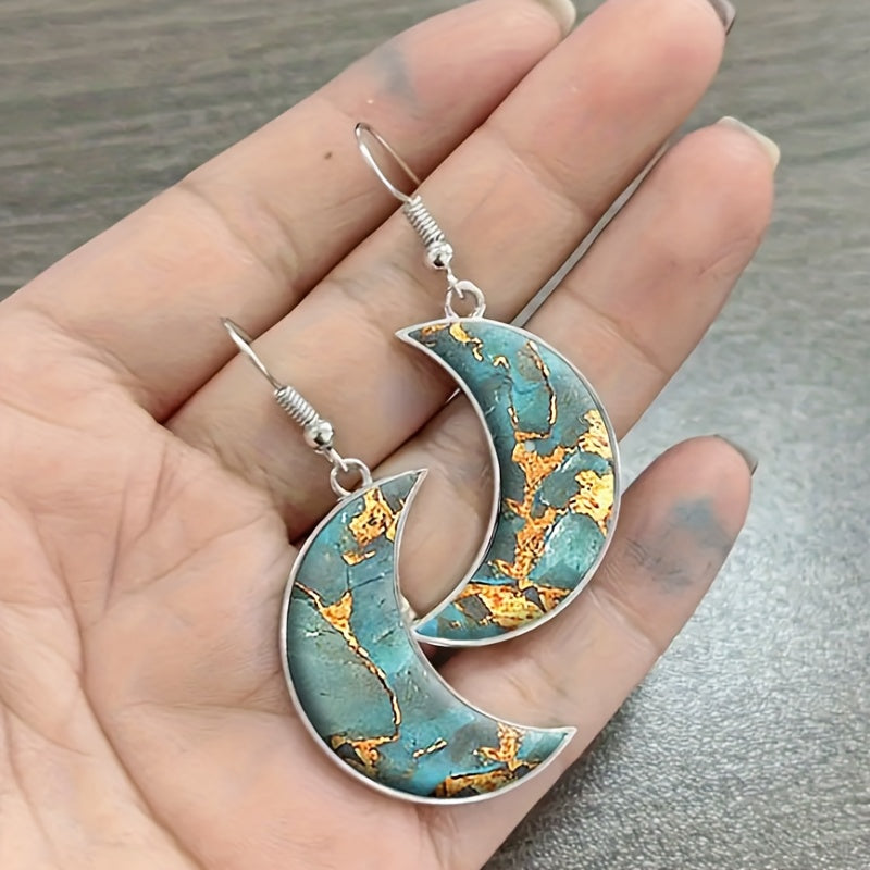 2pcs Fashion Moon Earrings, Bohemian Style Earrings Jewelry, Birthday Anniversary Gift For Lovers And Friends, Valentine's Day Gift