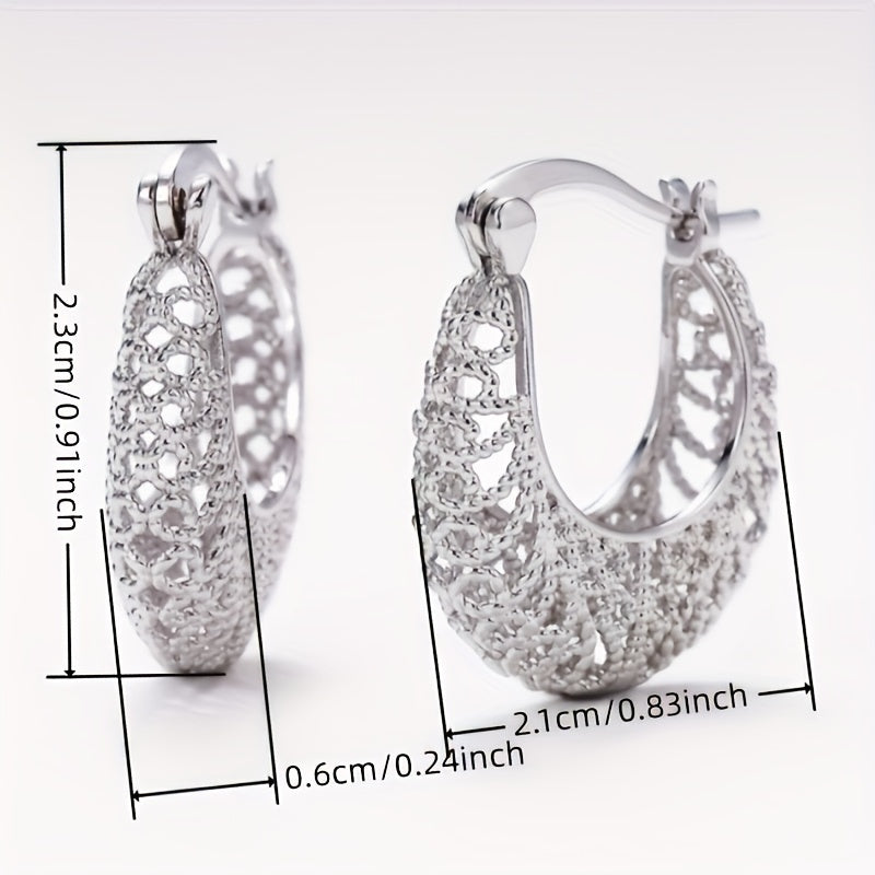 Bohemian Ethnic Style Filigree Hollow Hoop Earrings for Women Fashion Earrings Jewelry